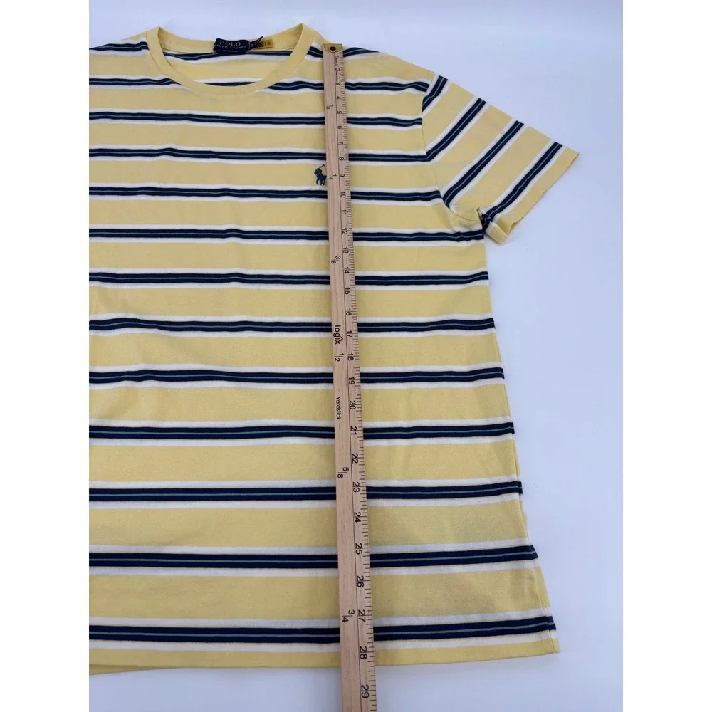 Polo Ralph Lauren Mens Yellow Navy Striped Pony Logo T-Shirt Large Classic Fit